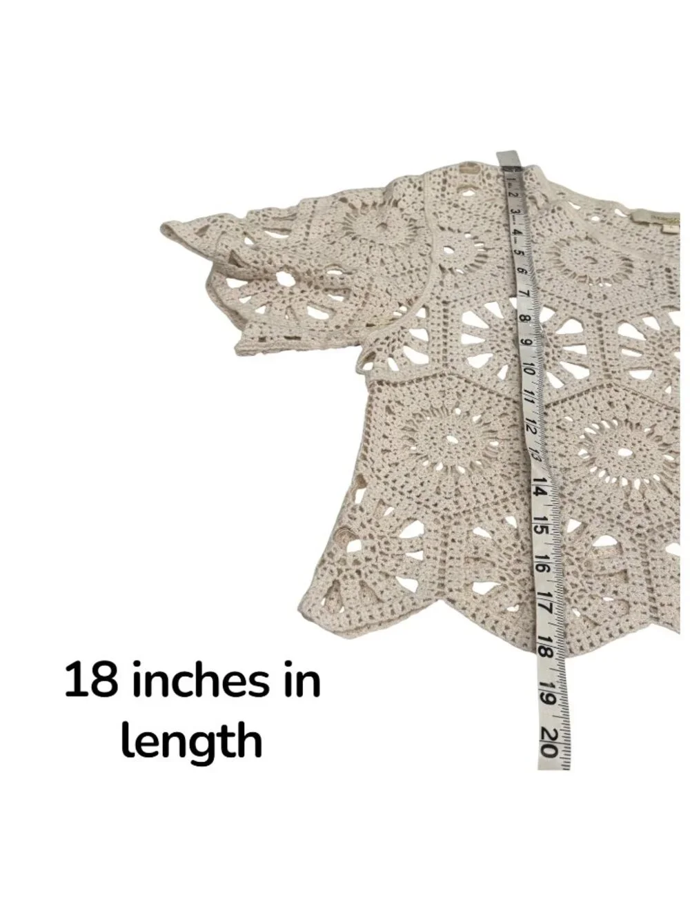 Rebellion Again Crochet Lace Top Cream 100% Cotton Boho Festival Scalloped Hem S - Picture 10 of 10